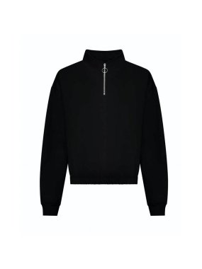Dámska mikina (Just Hoods WOMEN'S CROPPED 1/4 ZIP SWEAT) > čierna (deep) > XL