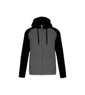 Unisex mikina (UNISEX TWO-TONE ZIPPED HOODED FLEECE JACKET) > šedá (heather) / čierna > L
