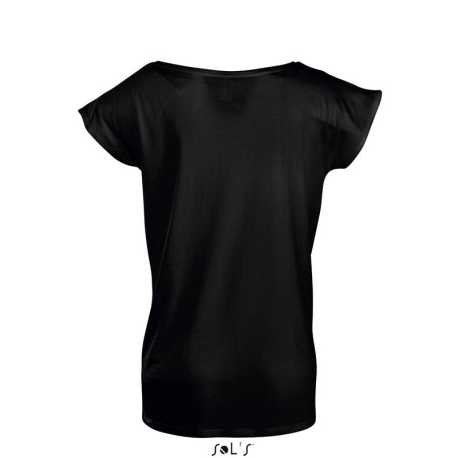 Dámske tričko (SOLS MARYLIN WOMENS SHORT SLEEVE LONG KIMONO T-SHIRT)>čierna (deep)>L