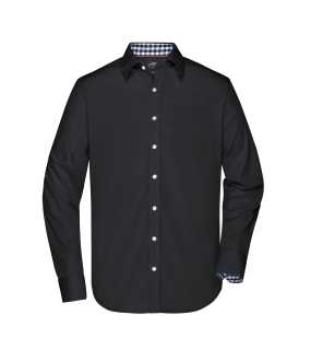 Pánska košeľa (JN Men's Plain Shirt) > čierna / čierna / biela > M
