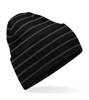 Unisex čiapka (Beechfield Original Deep Cuffed Striped Beanie) > čierna / šedá (graphite)
