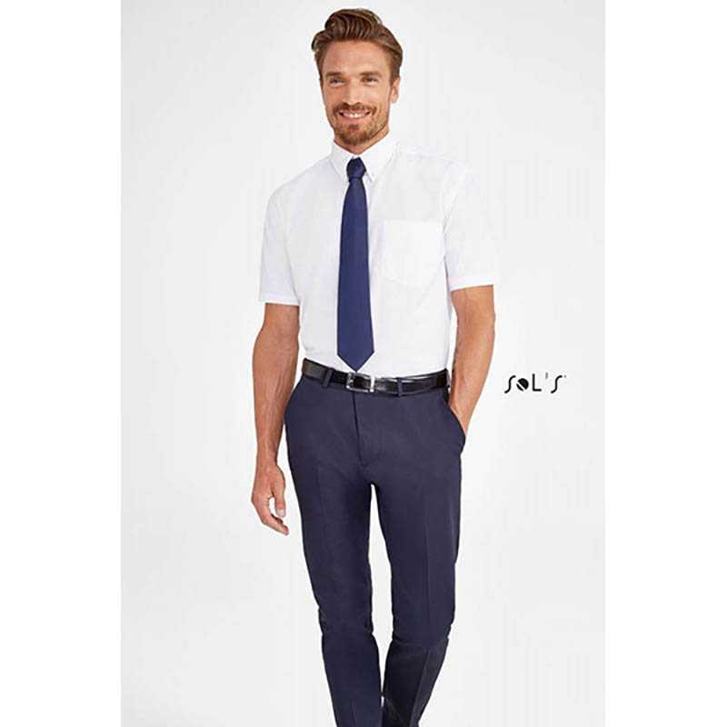 Pánska košeľa (SOLS BRISBANE MENS SHORT SLEEVE OXFORD SHIRT) > biela > S
