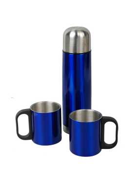 Súprava termosky 480 ml a 2 termohrnčekov 180 ml > modrá