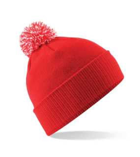 Detská čiapka (Beechfield Junior Snowstar Beanie) > červená (bright) / biela (off)