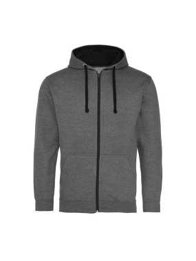 Unisex mikina (Just Hoods VARSITY ZOODIE) > šedá (charcoal) / čierna jet) > M