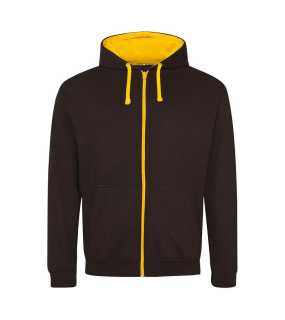 Unisex mikina (Just Hoods VARSITY ZOODIE) > čierna (jet) / zlatá > XL