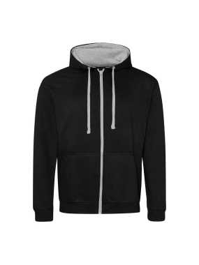 Unisex mikina (Just Hoods VARSITY ZOODIE) > čierna (jet) / šedá (heather) > S