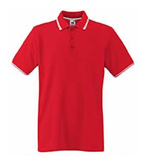 Pánska polokošeľa (FRUIT OF THE LOOM Tipped Polo) > červená / biela > 2XL