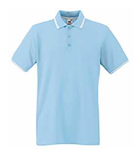 Pánska polokošeľa (FRUIT OF THE LOOM Tipped Polo) > modrá (sky) / biela > M