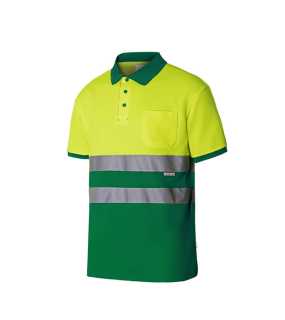 Pánska polokošeľa (VELILLA HV SS TWO-TONE COTTON POLO) > zelená / žltá (hi-vis) > S