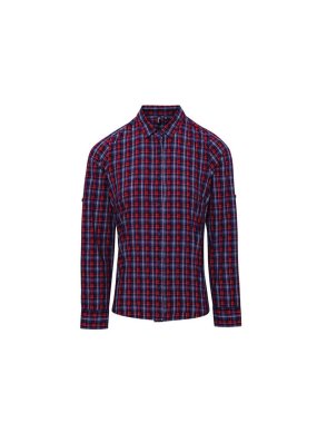 Dámska košeľa(PREMIER "SIDEHILL" CHECK - LADIES COTTON LS SHIRT)>modrá(navy)/červená>XL