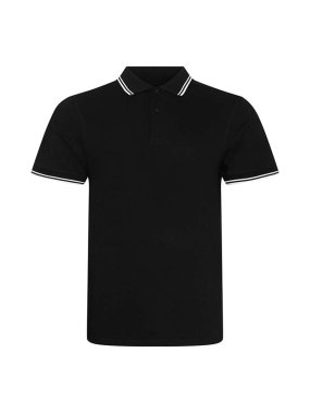 Pánska polokošeľa (Just Polos STRETCH TIPPED POLO) > čierna / biela > 2XL