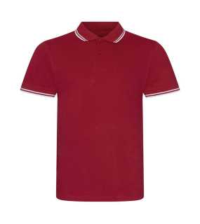 Pánska polokošeľa (Just Polos STRETCH TIPPED POLO) > červená / biela > L