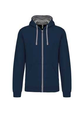 Unisex mikina (KARIBAN CONTRAST HOODED FULL ZIP SWEATSHIRT)>modrá (navy) / šedá (fine)>L