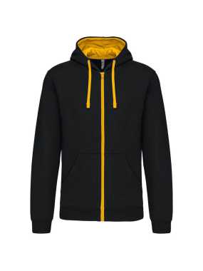 Unisex mikina (KARIBAN CONTRAST HOODED FULL ZIP SWEATSHIRT) > čierna / žltá > M