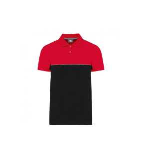 Unisex polokošeľa(UNISEX ECO-FRIENDLY TWO-TONE SHORT SLEEVE POLO SHIRT)>čierna / červená>M