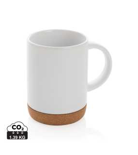 Keramický hrnček s korkovým podstavcom > biela