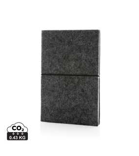 Zápisník A5 s mäkkou väzbou z GRS recyklovanej plsti > čierna