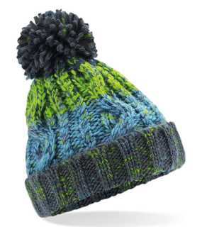 Detská čiapka (Beechfield Junior Corkscrew Pom Pom Beanie) > šedá (electric) / zelená