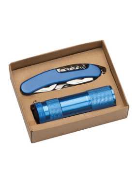Sada baterky a vreckového noža Dover > modrá