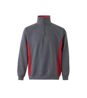 Pánska mikina (VELILLA TWO-TONE QUARTERZIP SWEATSHIRT) > šedá / červená > 2XL
