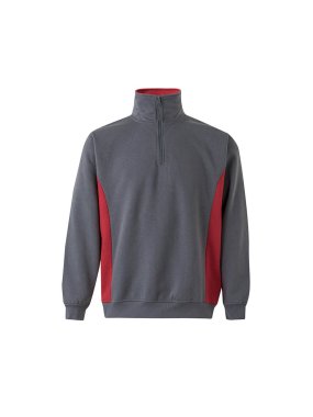 Pánska mikina (VELILLA TWO-TONE QUARTERZIP SWEATSHIRT) > šedá / červená > M