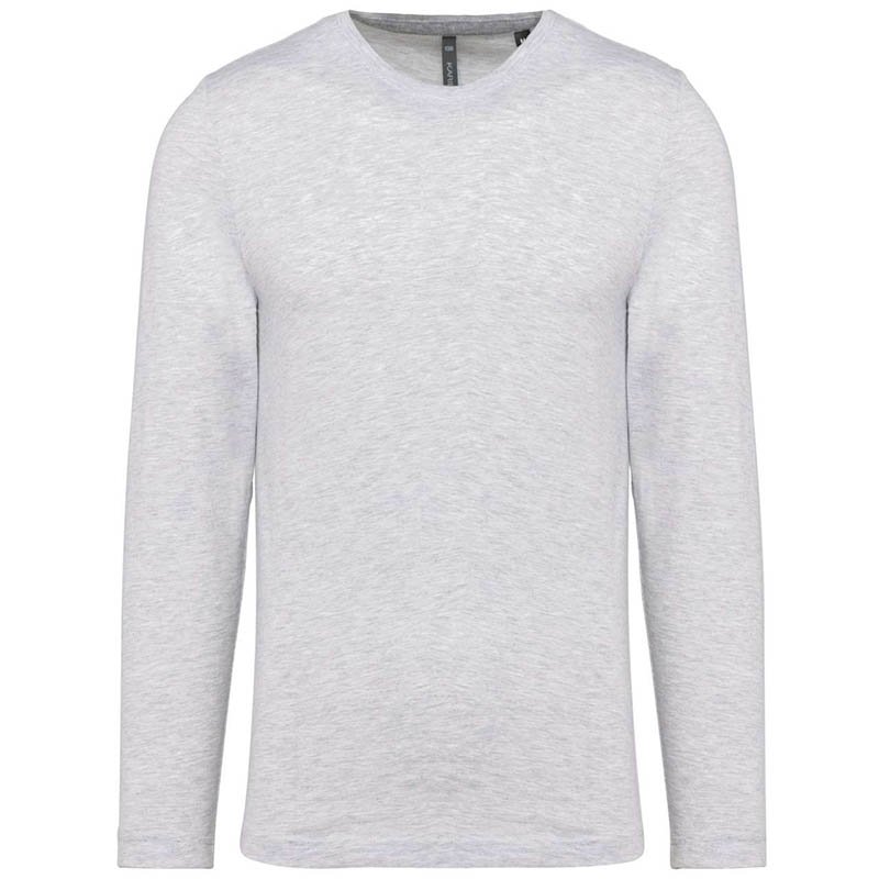 Pánske tričko ( Kariban Mens Long Sleeve Round Neck T-Shirt ) > šedá (ash heather) > 2XL
