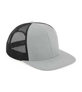 6 panelová-unisex šiltovka (Beechfield Original Flat Peak 6 Panel Trucker Cap)>šedá/čierna