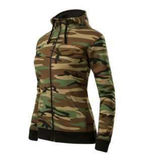 Dámska mikina (MALFINI Camo Zipper) > hnedá (camouflage) > M