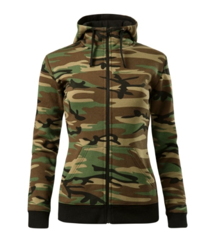 Dámska mikina (MALFINI Camo Zipper) > hnedá (camouflage) > M
