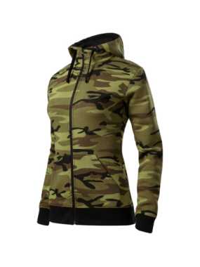 Dámska mikina (MALFINI Camo Zipper) > zelená (camouflage) > XS