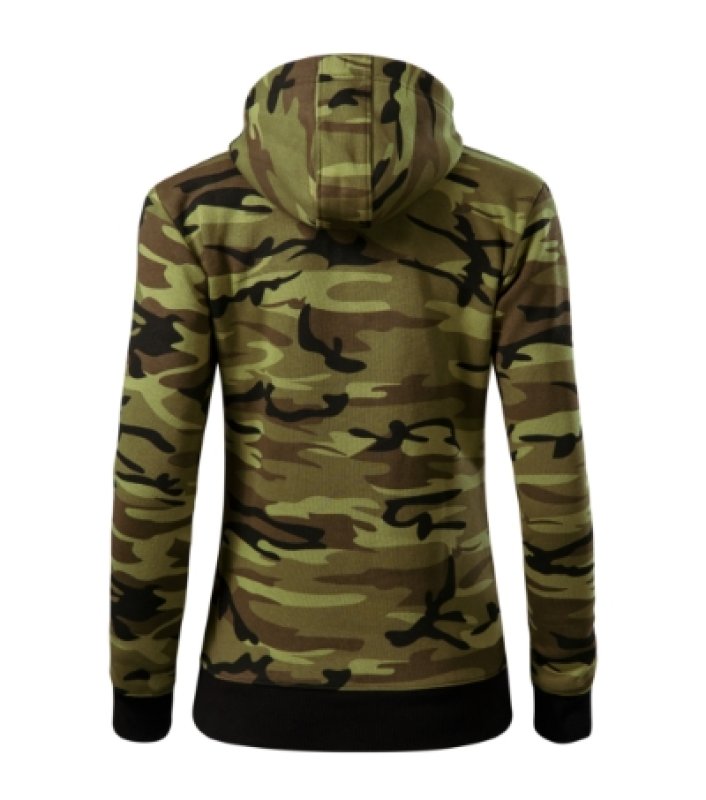 Dámska mikina (MALFINI Camo Zipper) > zelená (camouflage) > XS
