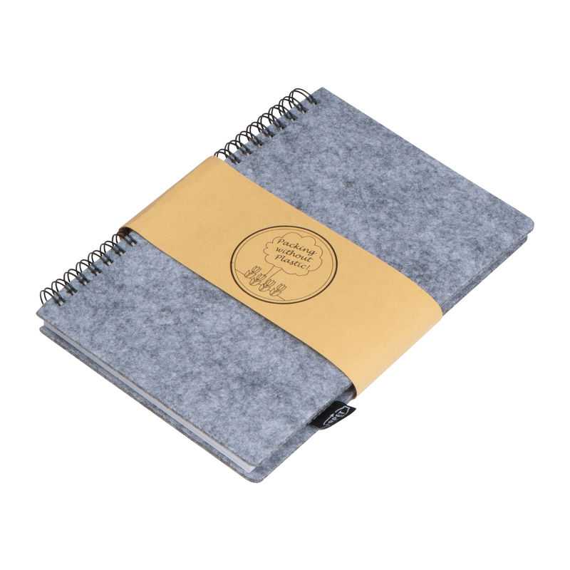 Plstený zápisník A5 RPET > šedá