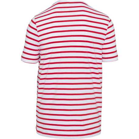 Pánske tričko(Kariban STRIPED SHORT SLEEVE T-SHIRT WITH POCKET)>biela(striped)/červená>M