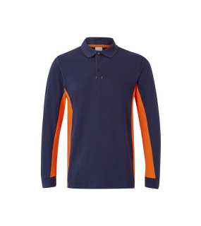 Pánska polokošeľa (VELILLA LS TWO-TONE POLO) > modrá (navy) / oranžová > XS