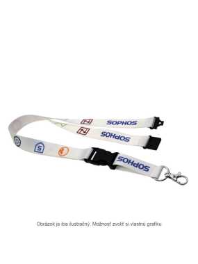 Šnúrka na krk CMYK > kovová karabina, plastový trojzubec, bezp. poistka > š15mm