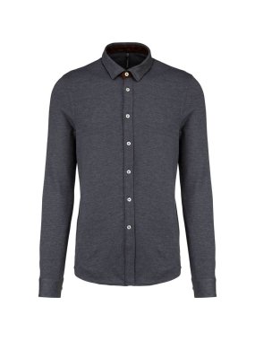 Pánska košeľa (Kariban"LONG SLEEVE JACQUARD KNIT SHIRT") > šedá (jacquard dark) > 3XL