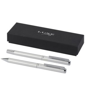 Dárková sada kuličkového pera a rolleru Lucetto z recyklovaného hliníku > strieborná