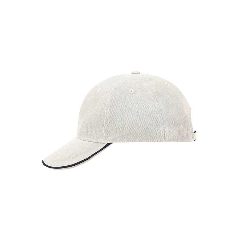 6 panelová šiltovka (MB Double Sandwich Cap)>prírodná / modrá (navy) / khaki (dark)