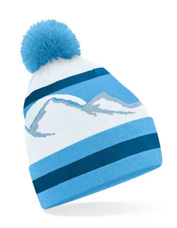 Unisex čiapka (Beechfield Mountain Peaks Pom Pom Beanie)>tyrkysová / modrá (glacier peaks)
