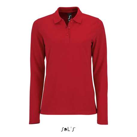 Dámska polokošeľa (SOL'S PERFECT LSL WOMEN - LONG-SLEEVE PIQUÉ POLO SHIRT)>červená>S