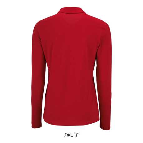 Dámska polokošeľa (SOL'S PERFECT LSL WOMEN - LONG-SLEEVE PIQUÉ POLO SHIRT)>červená>S