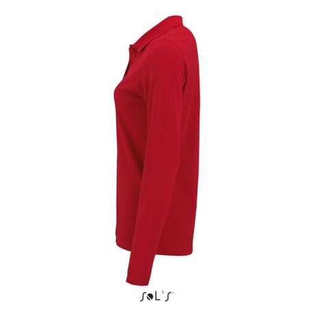 Dámska polokošeľa (SOL'S PERFECT LSL WOMEN - LONG-SLEEVE PIQUÉ POLO SHIRT)>červená>S
