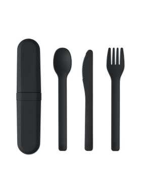 Sada príborov v obale z PLA > čierna