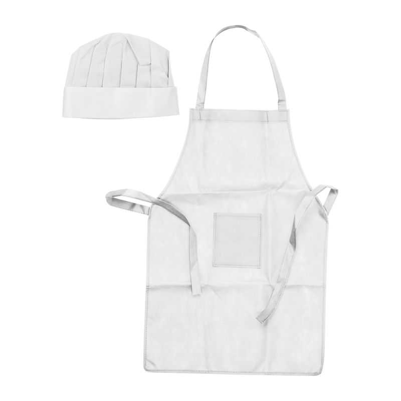 Non-woven detský kuchársky set (zástera + čiapka) > biela