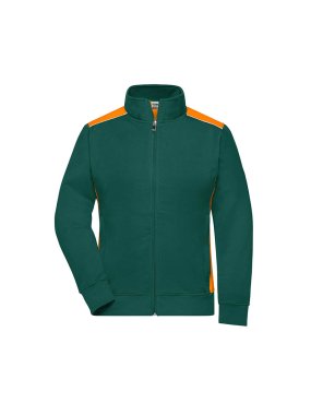 Dámska pracovná mikina(JN Ladies Workwear Sweat Jacket-Level 2)>zelená (dark)/oranžová>XL