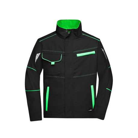 Pánska pracovná bunda(DAIBER Workwear Jacket) > čierna / zelená (lime) > XS