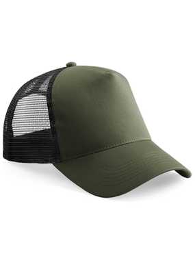 Detská šiltovka (Beechfield Junior Snapback Trucker) > zelená (olive) / čierna