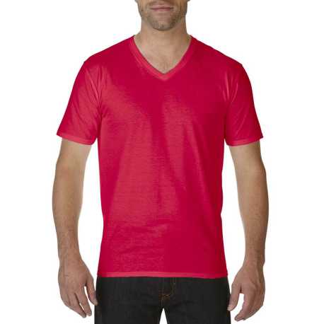 Pánske tričko  (GILDAN PREMIUM COTTON ADULT V-NECK T-SHIRT) > červená > S