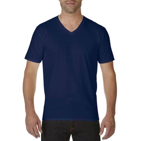 Pánske tričko  (GILDAN PREMIUM COTTON ADULT V-NECK T-SHIRT) > modrá (navy) > 2XL